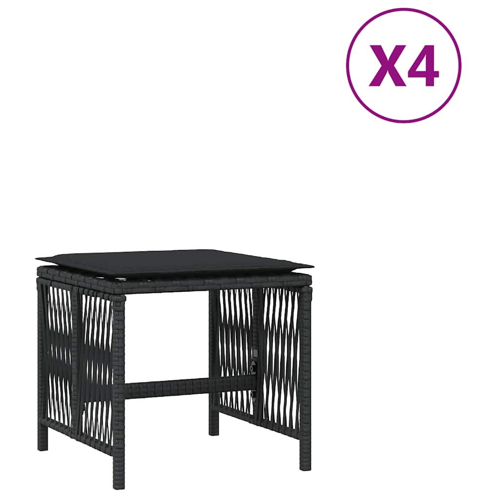 Vrtni stolci s jastucima 4 kom crni 41x41x36 cm od poliratana