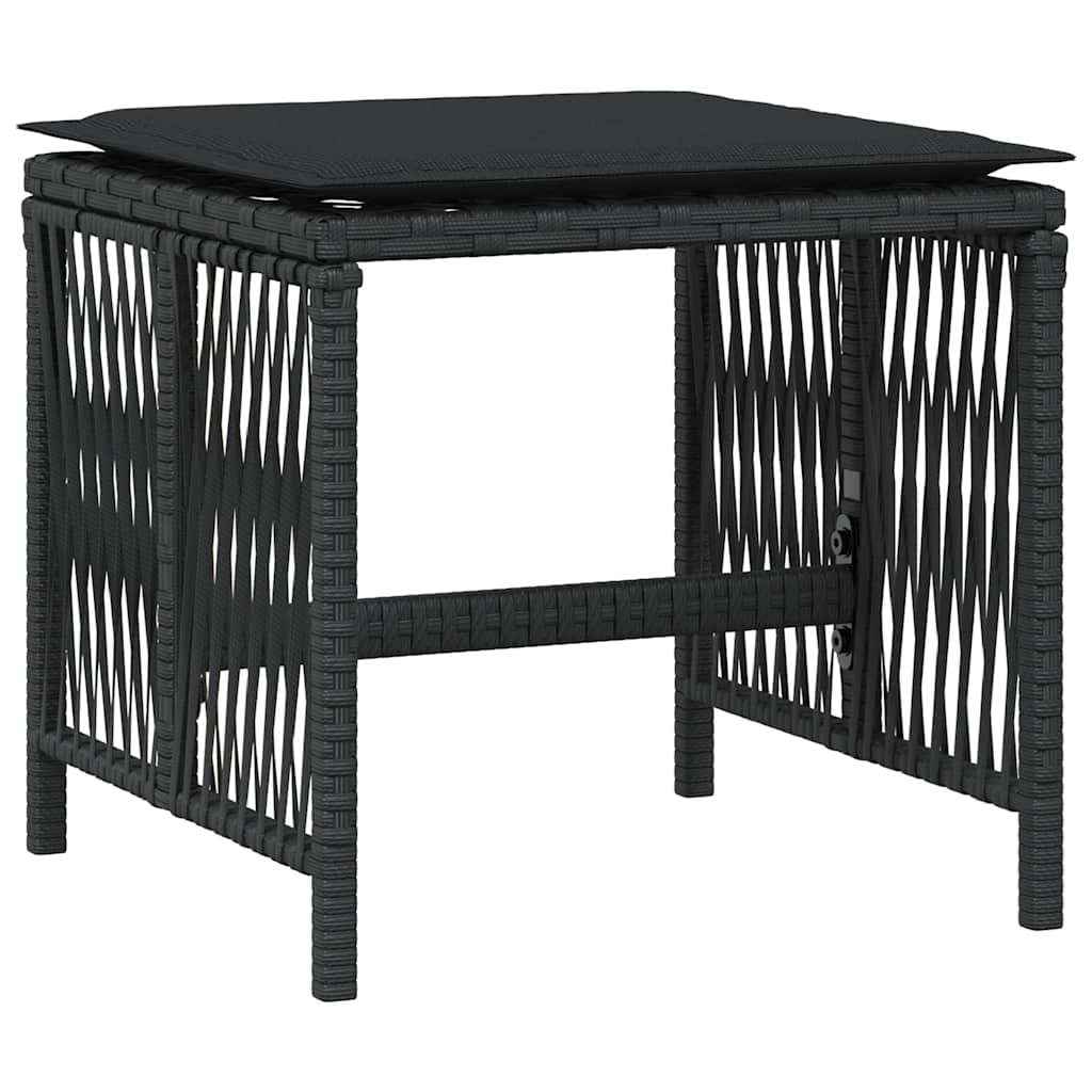 Vrtni stolci s jastucima 4 kom crni 41x41x36 cm od poliratana