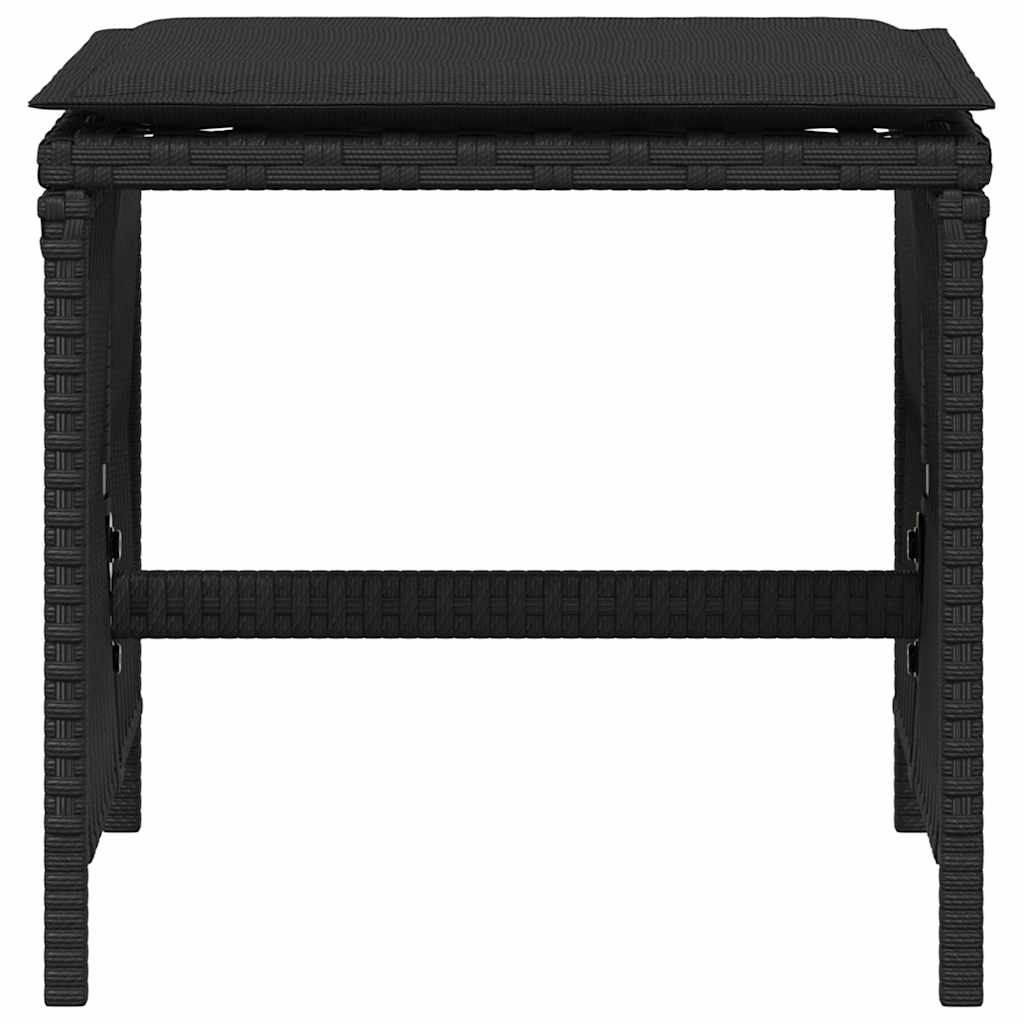 Vrtni stolci s jastucima 4 kom crni 41x41x36 cm od poliratana