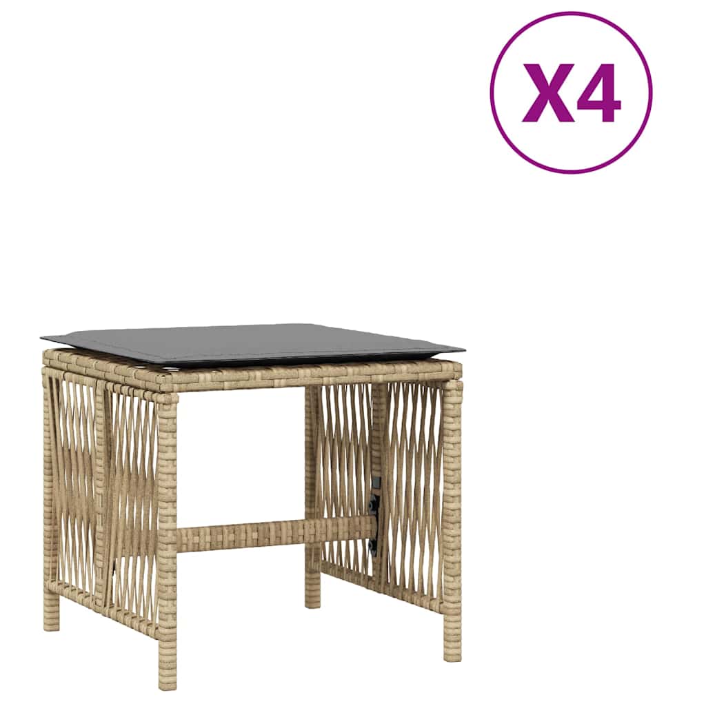 Vrtni taburei s jastucima 4 kom 41x41x36 cm od poliratana