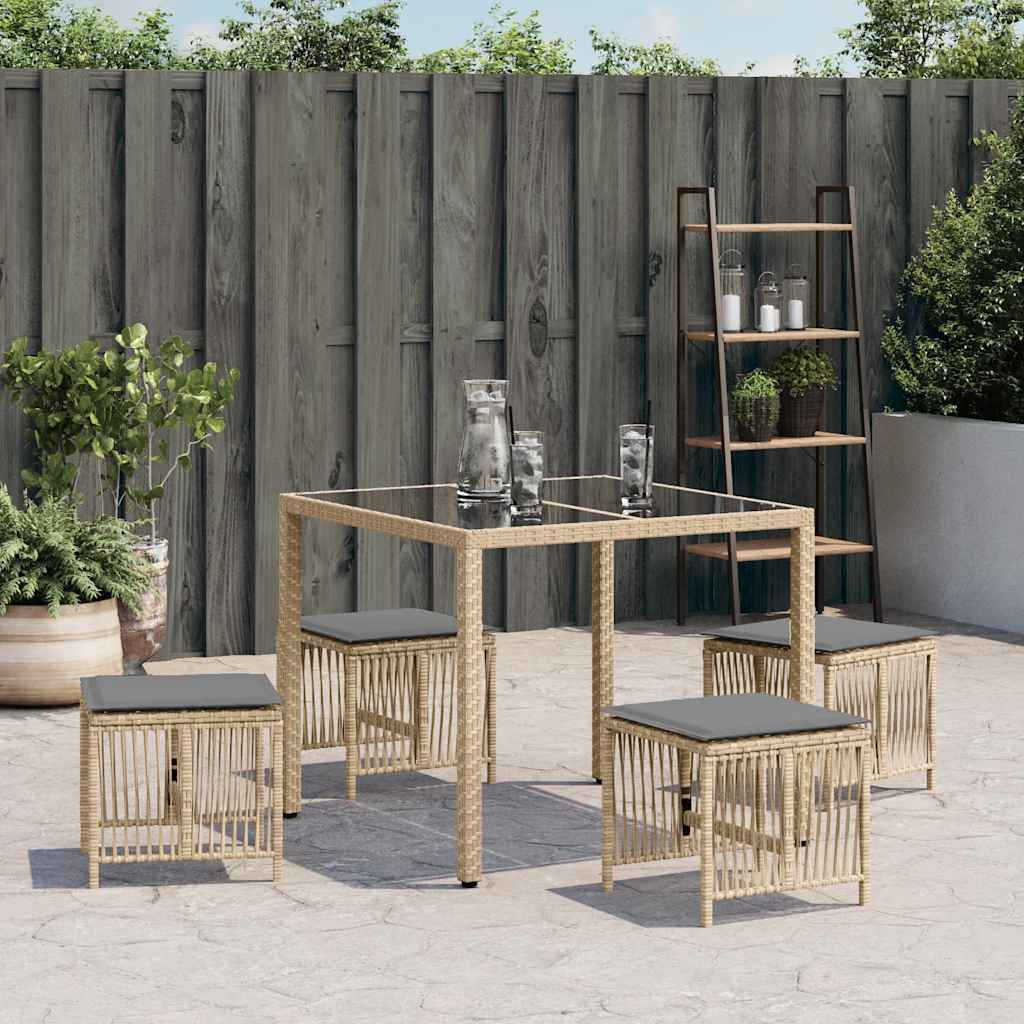 Vrtni taburei s jastucima 4 kom 41x41x36 cm od poliratana