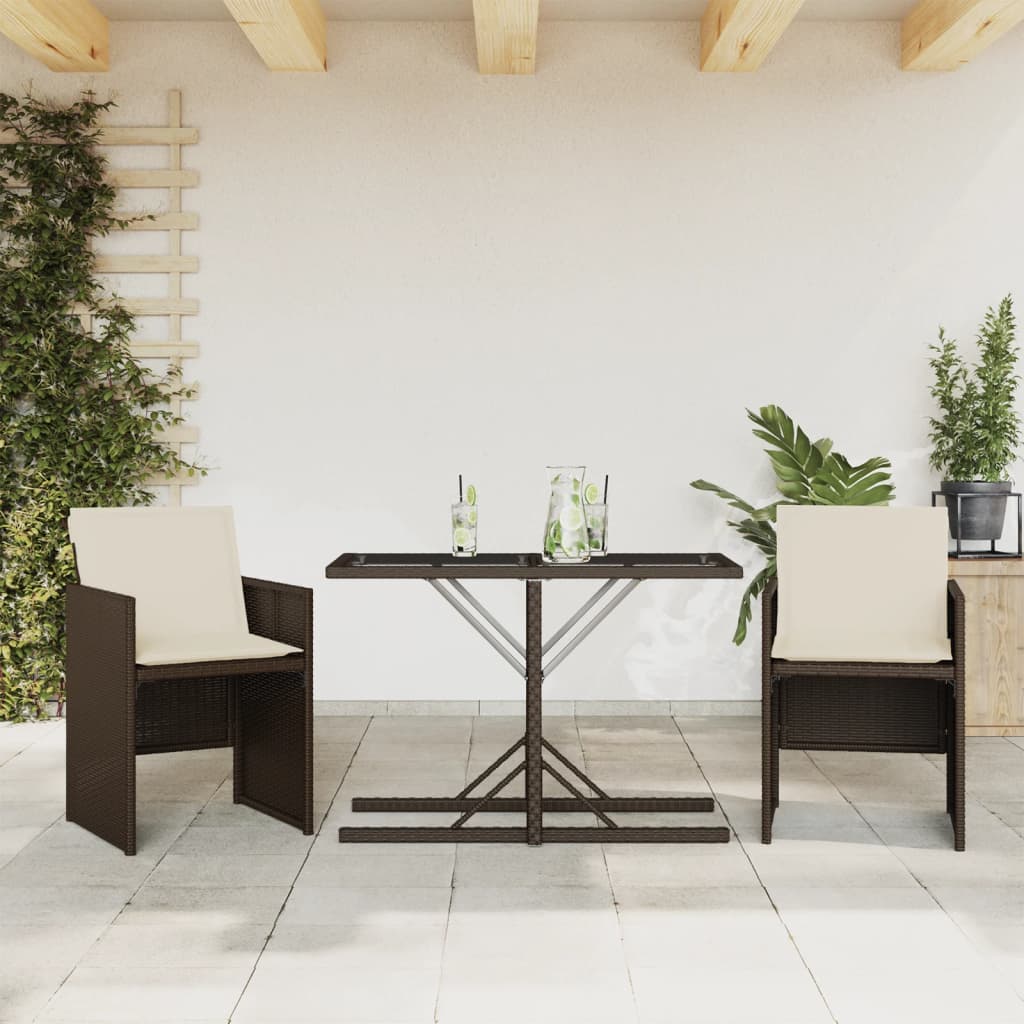 3-dijelni bistro set s jastucima smeđi od poliratana