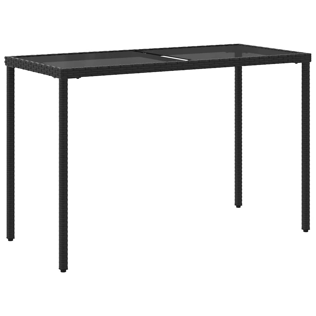 Vrtni stol sa staklenom pločom crni 115x54x74 cm od poliratana