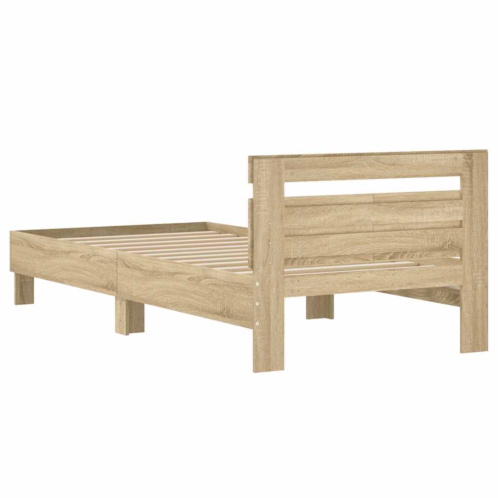 Okvir za krevet s uzglavljem boja hrasta 100x200 cm drveni