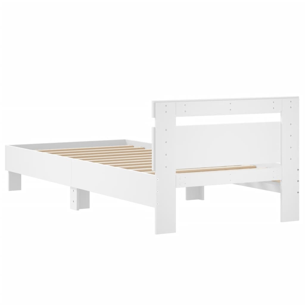 Okvir kreveta s uzglavljem bijeli 90 x 200 cm konstruirano drvo