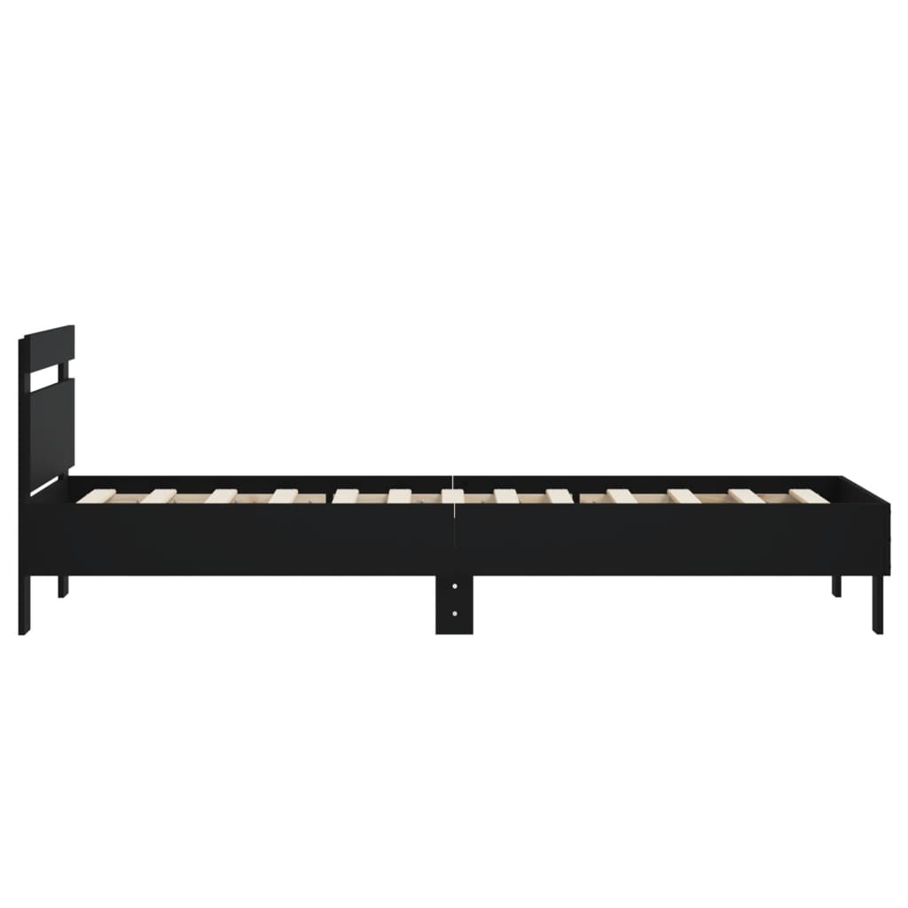 Okvir za krevet s uzglavljem crni 75x190 cm konstruirano drvo