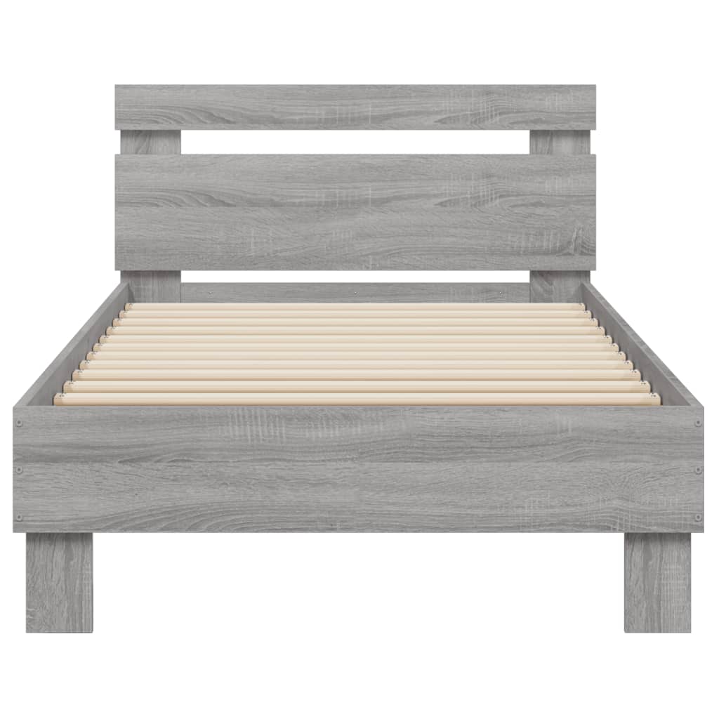 Okvir za krevet s uzglavljem boja sivog hrasta sonome 75x190 cm