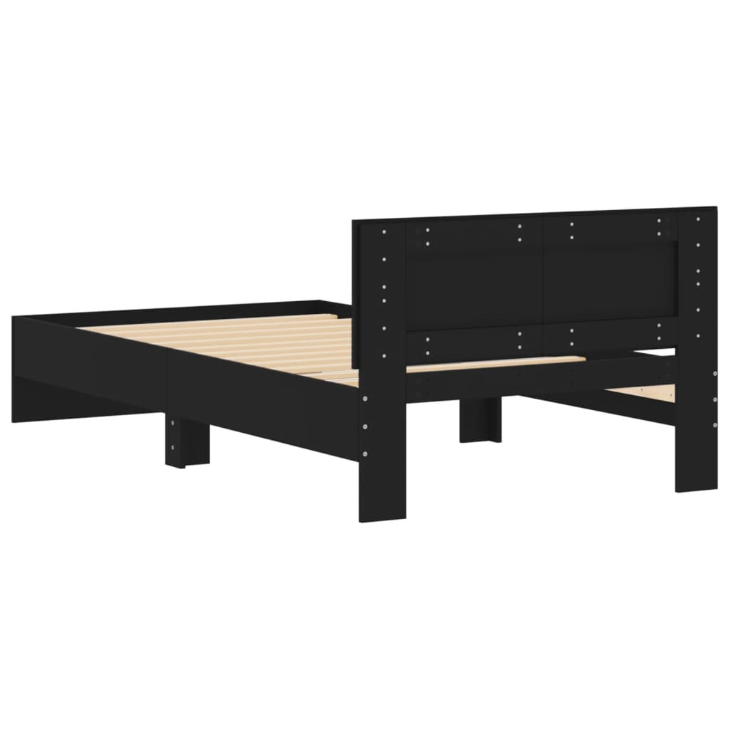 Okvir za krevet s uzglavljem crna 100x200 cm konstruiranog drva
