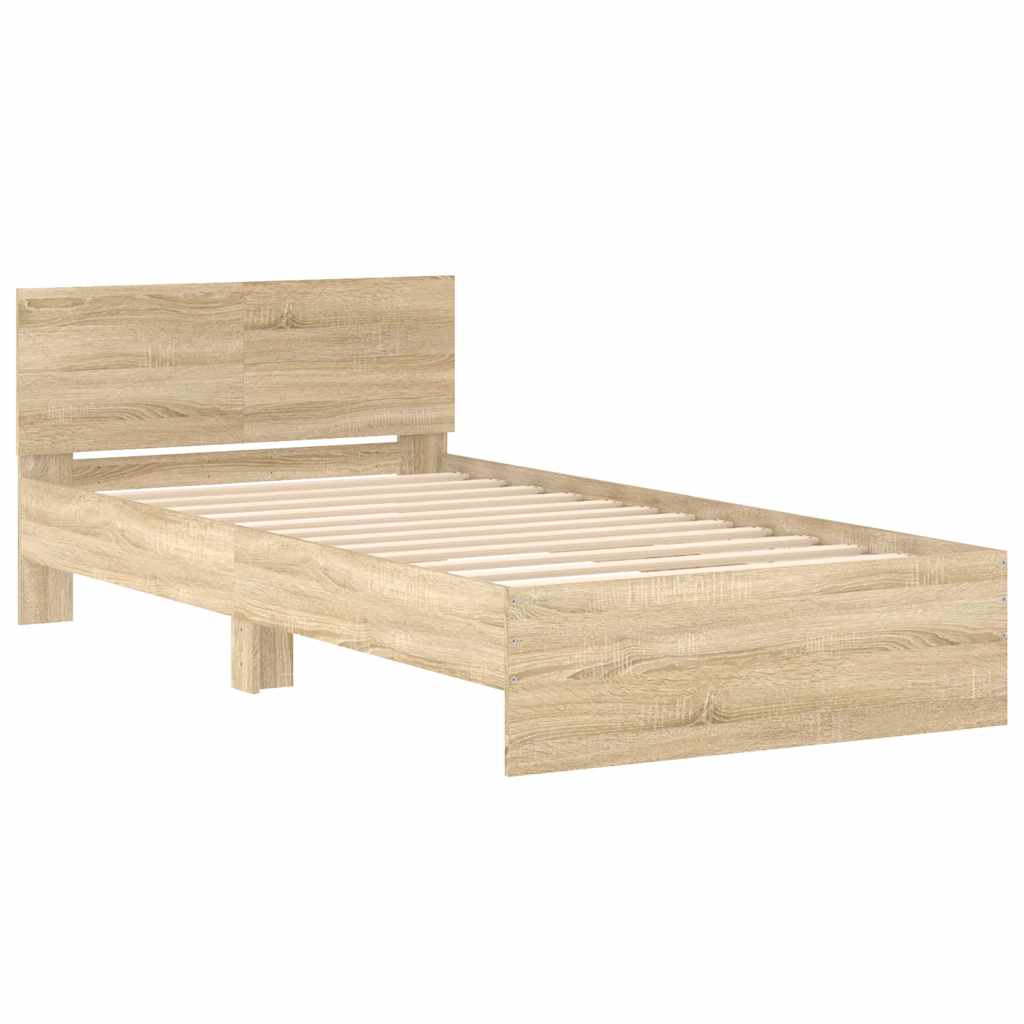 Okvir za krevet s uzglavljem boja hrasta 100x200 cm drveni