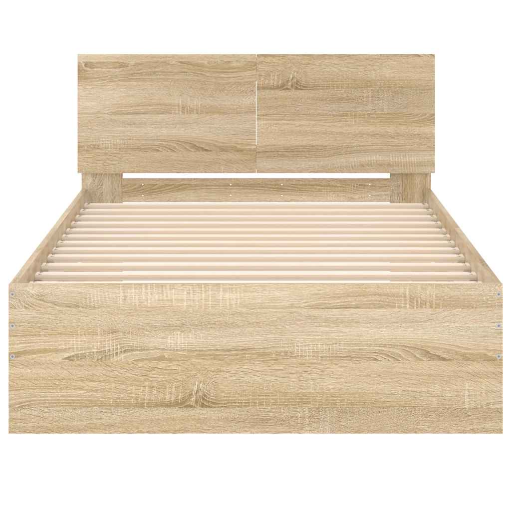 Okvir za krevet s uzglavljem boja hrasta 100x200 cm drveni