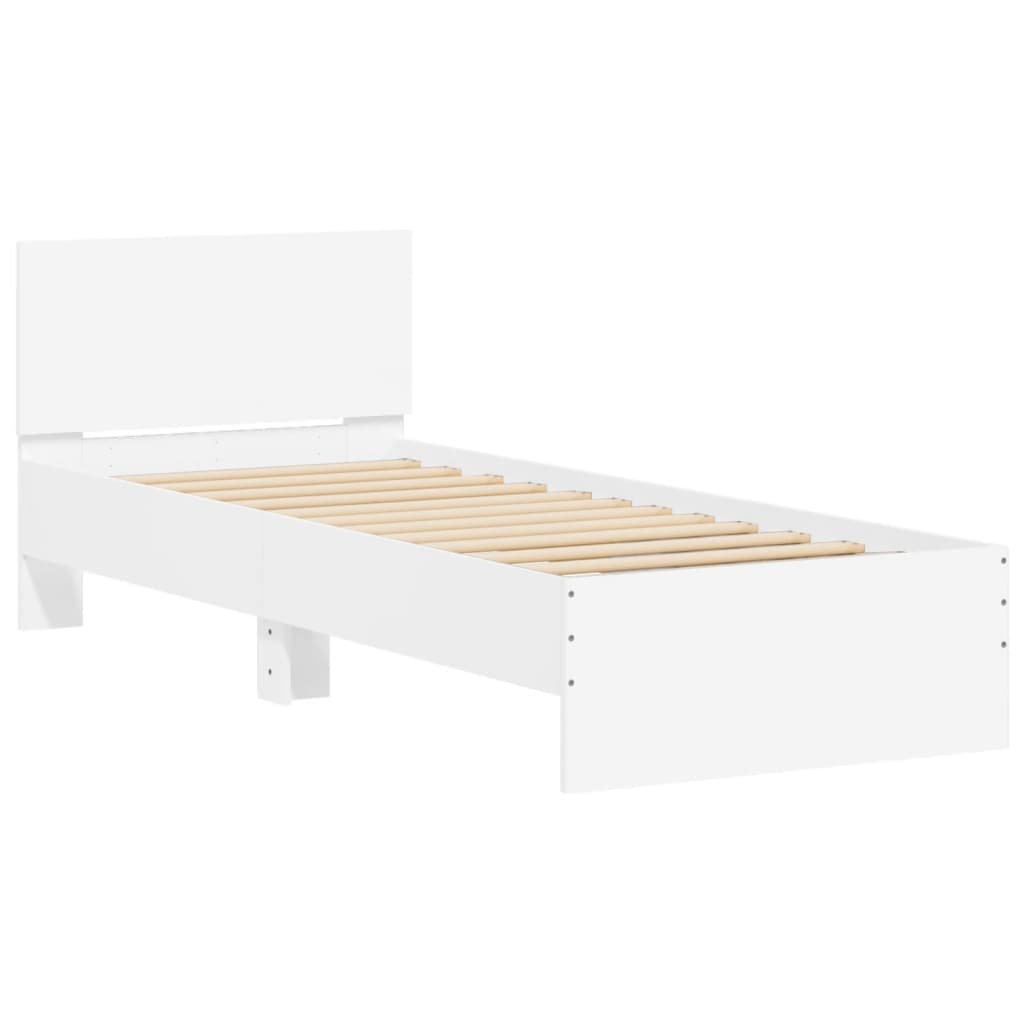 Okvir kreveta s uzglavljem bijeli 90 x 200 cm konstruirano drvo