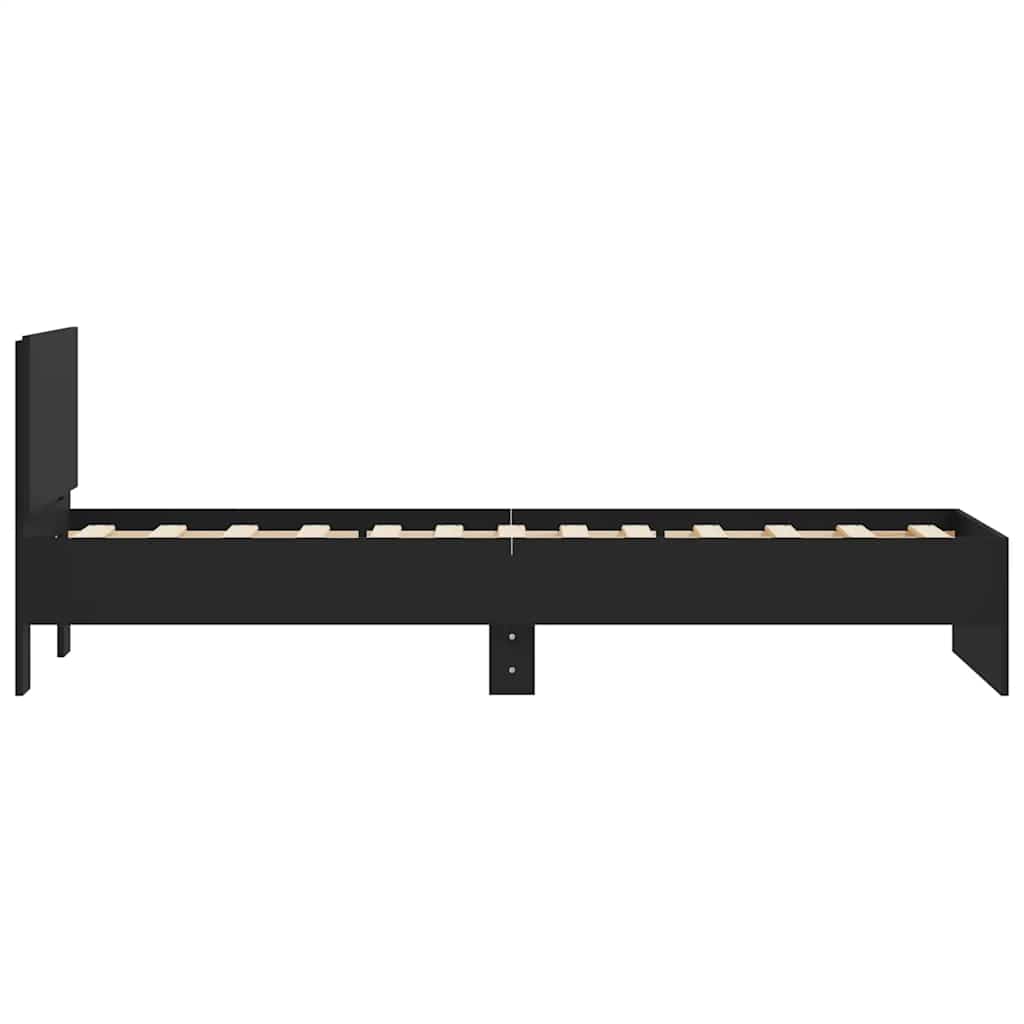 Okvir za krevet s uzglavljem crni 75x190 cm konstruirano drvo