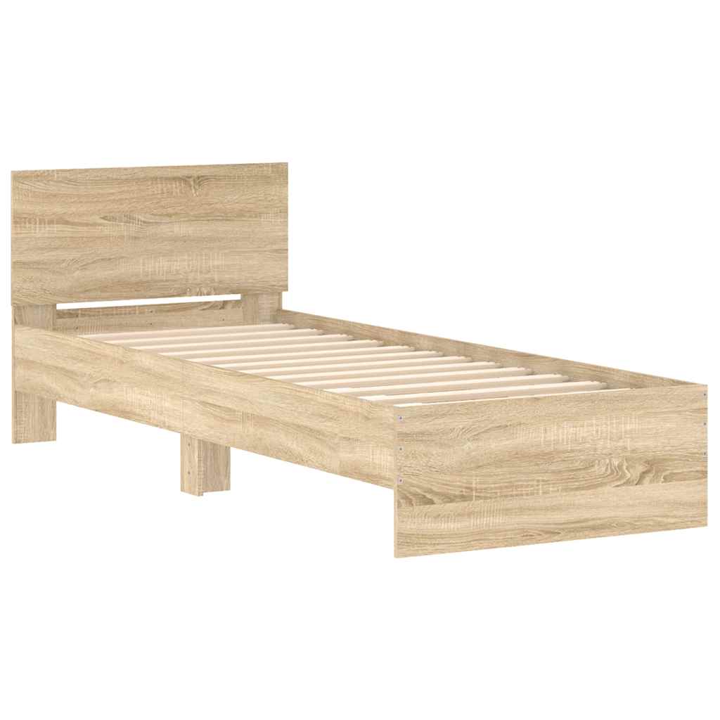 Okvir za krevet s uzglavljem boja hrasta 75x190 cm drveni