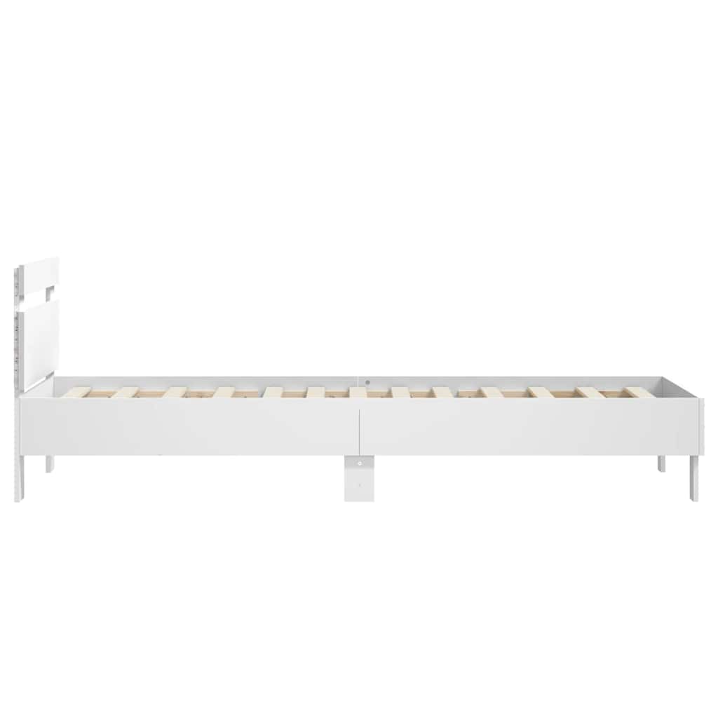 Okvir za krevet s uzglavljem i LED svjetlima bijeli 75x190 cm
