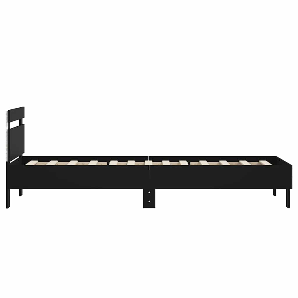 Okvir za krevet s uzglavljem i LED svjetlima crni 75x190 cm