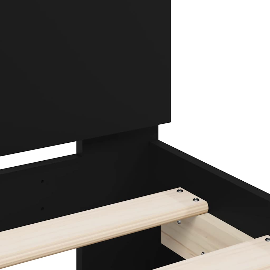 Okvir za krevet s uzglavljem i LED svjetlima crni 75x190 cm