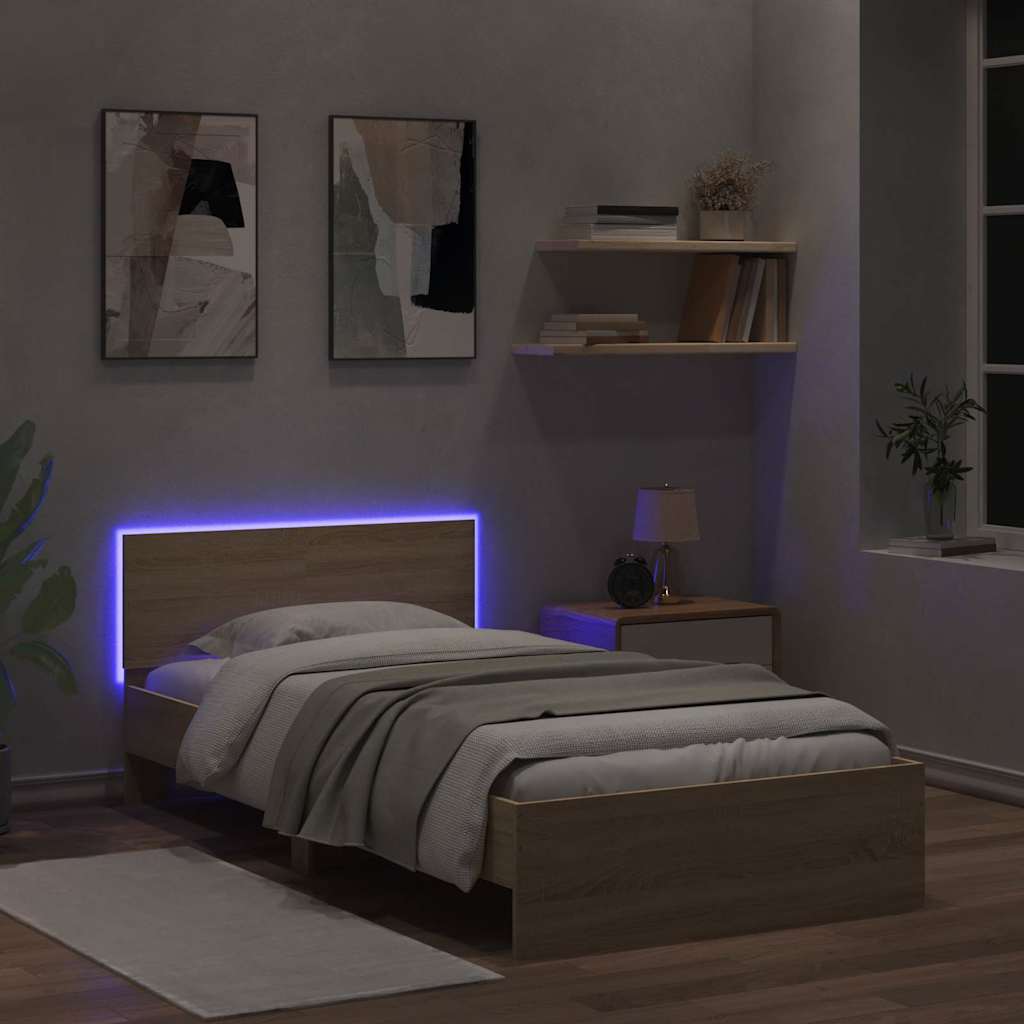 Okvir kreveta s uzglavljem LED boja hrasta sonome 100 x 200 cm