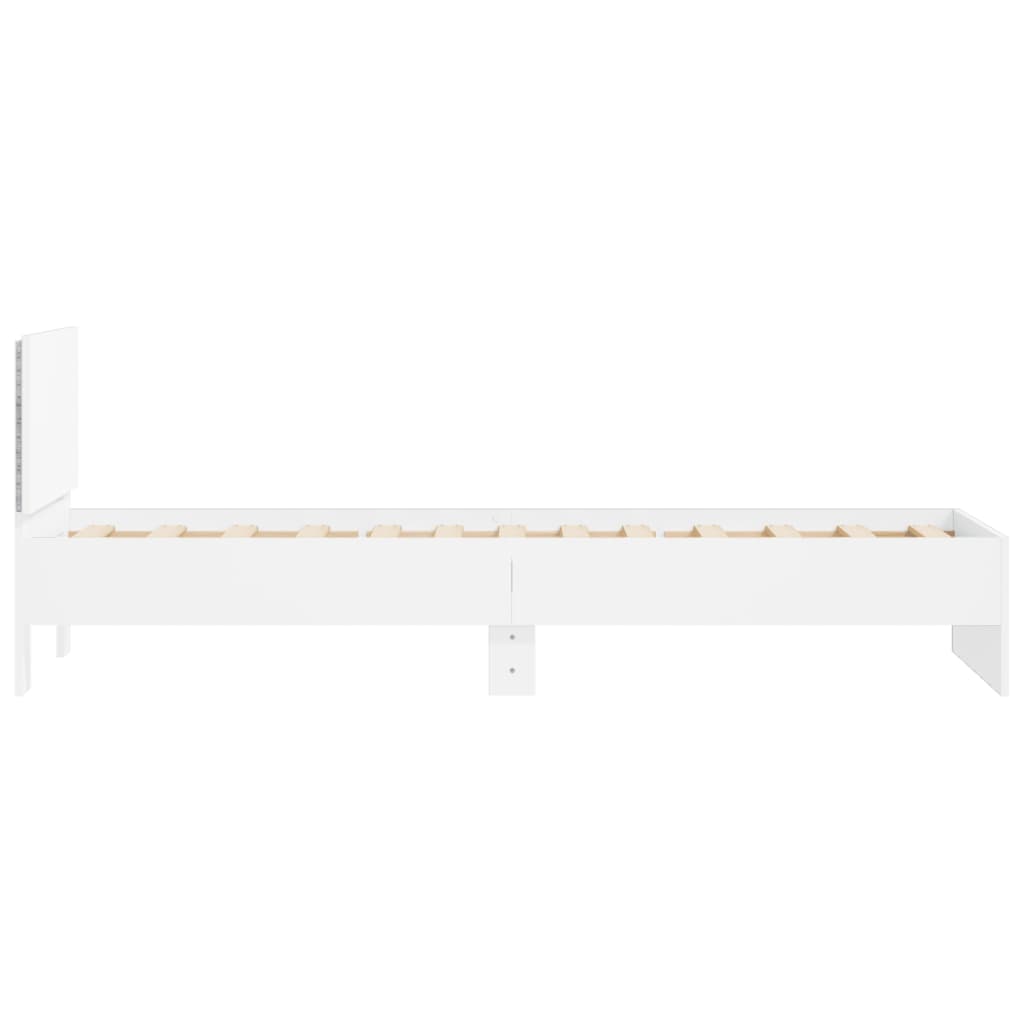 Okvir za krevet s uzglavljem i LED svjetlima bijeli 90x200 cm