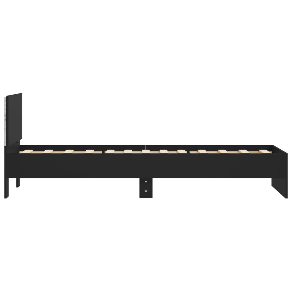 Okvir za krevet s uzglavljem i LED svjetlima crni 75x190 cm