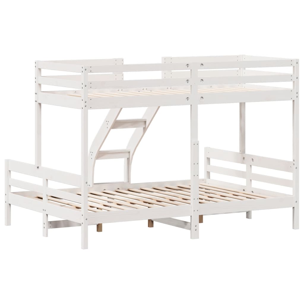 Krevet na kat 80x200/140x200 cm masivna borovina bijela