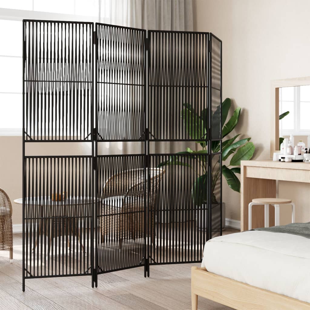 Sobna pregrada s 4 panela crna od poliratana