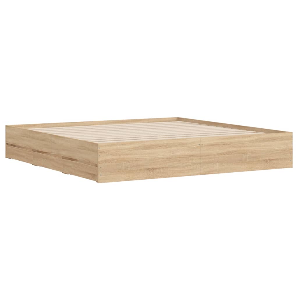 Okvir za krevet s ladicama boja hrasta 180x200 cm