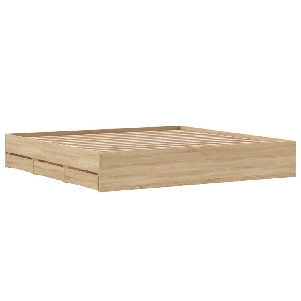 Okvir za krevet s ladicama boja hrasta 180x200 cm