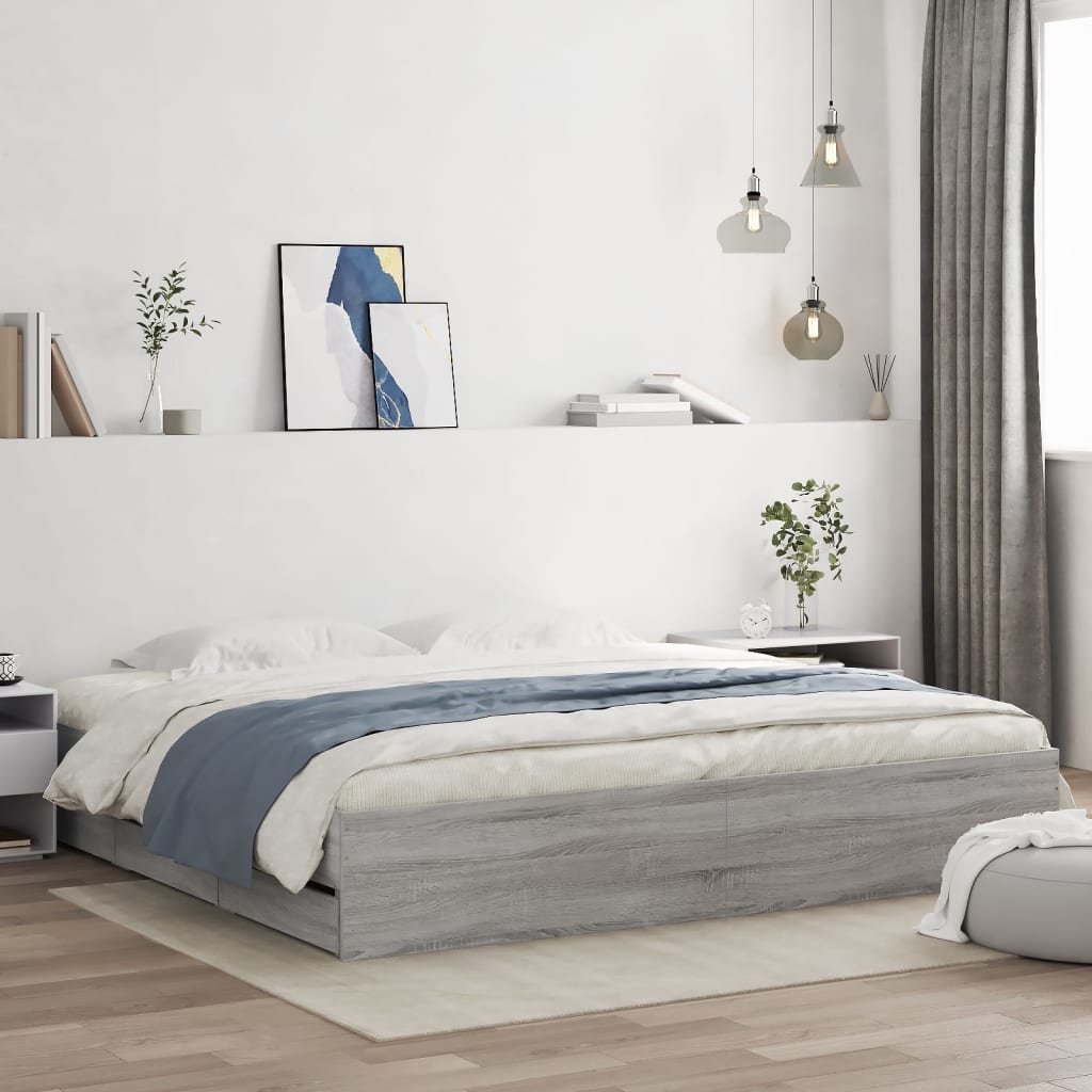 Okvir za krevet s ladicama boja hrasta 180x200 cm