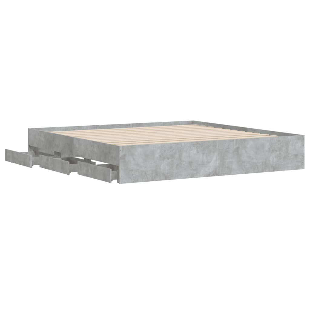 Okvir kreveta s ladicama siva boja betona 160x200 cm drveni