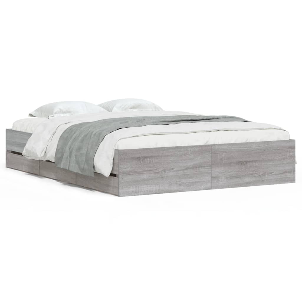 Okvir za krevet s ladicama boja hrasta 150x200 cm drveni