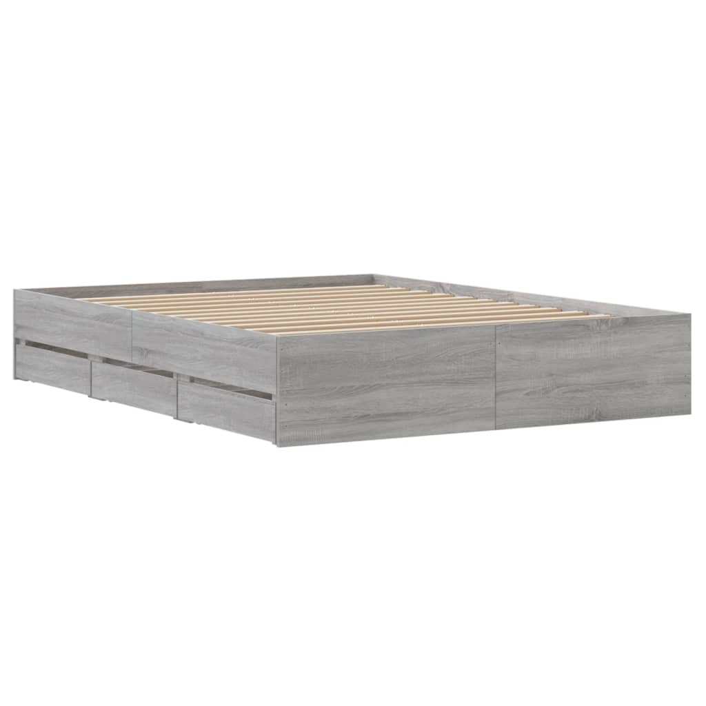 Okvir za krevet s ladicama boja hrasta 150x200 cm drveni