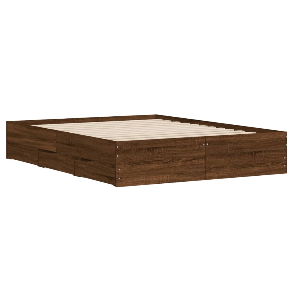 Okvir za krevet s ladicama boja hrasta 150x200 cm drveni