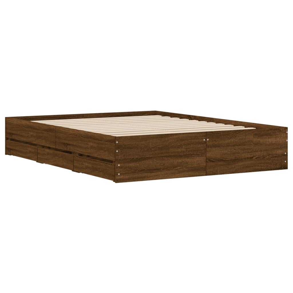 Okvir za krevet s ladicama boja hrasta 150x200 cm drveni