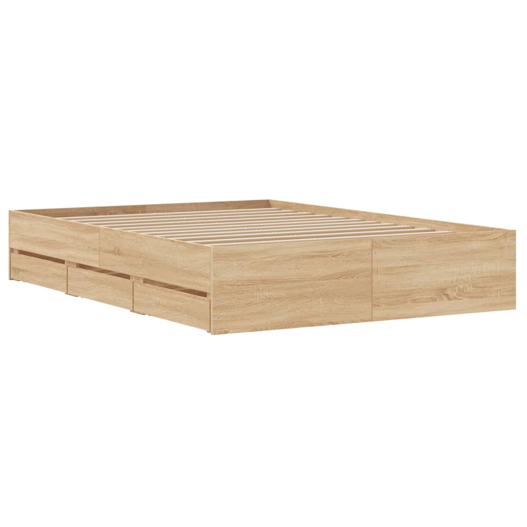 Okvir za krevet s ladicama boja hrasta 120x200 cm drveni