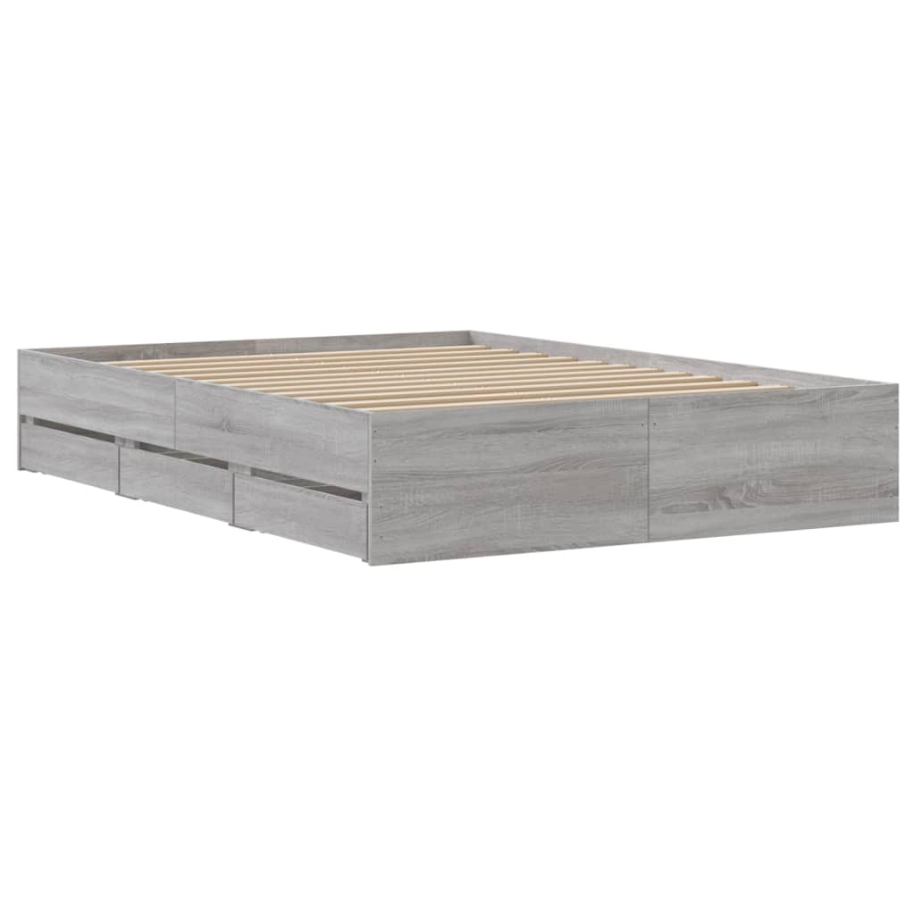 Okvir za krevet s ladicama boja hrasta 120x200 cm drveni