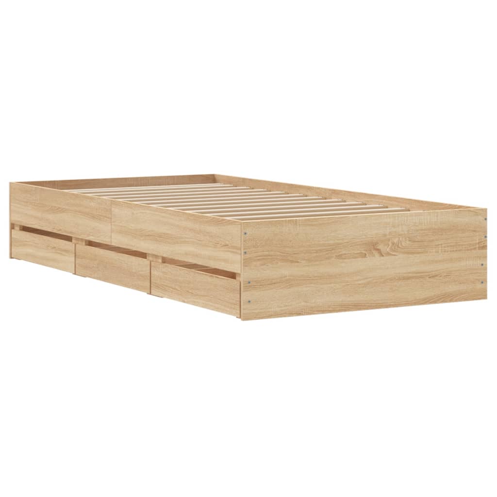 Okvir za krevet s uzglavljem boja hrasta 100x200 cm drveni