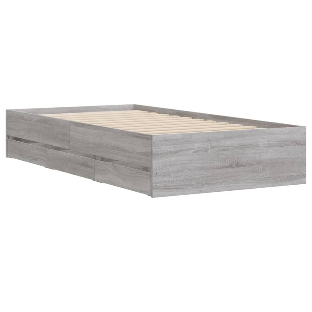 Okvir za krevet s ladicama boja hrasta 100x200 cm drveni