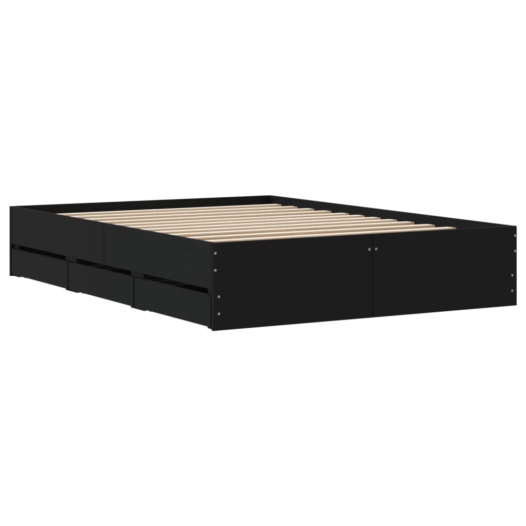 Okvir za krevet s ladicama crni 120x190 cm konstruirano drvo