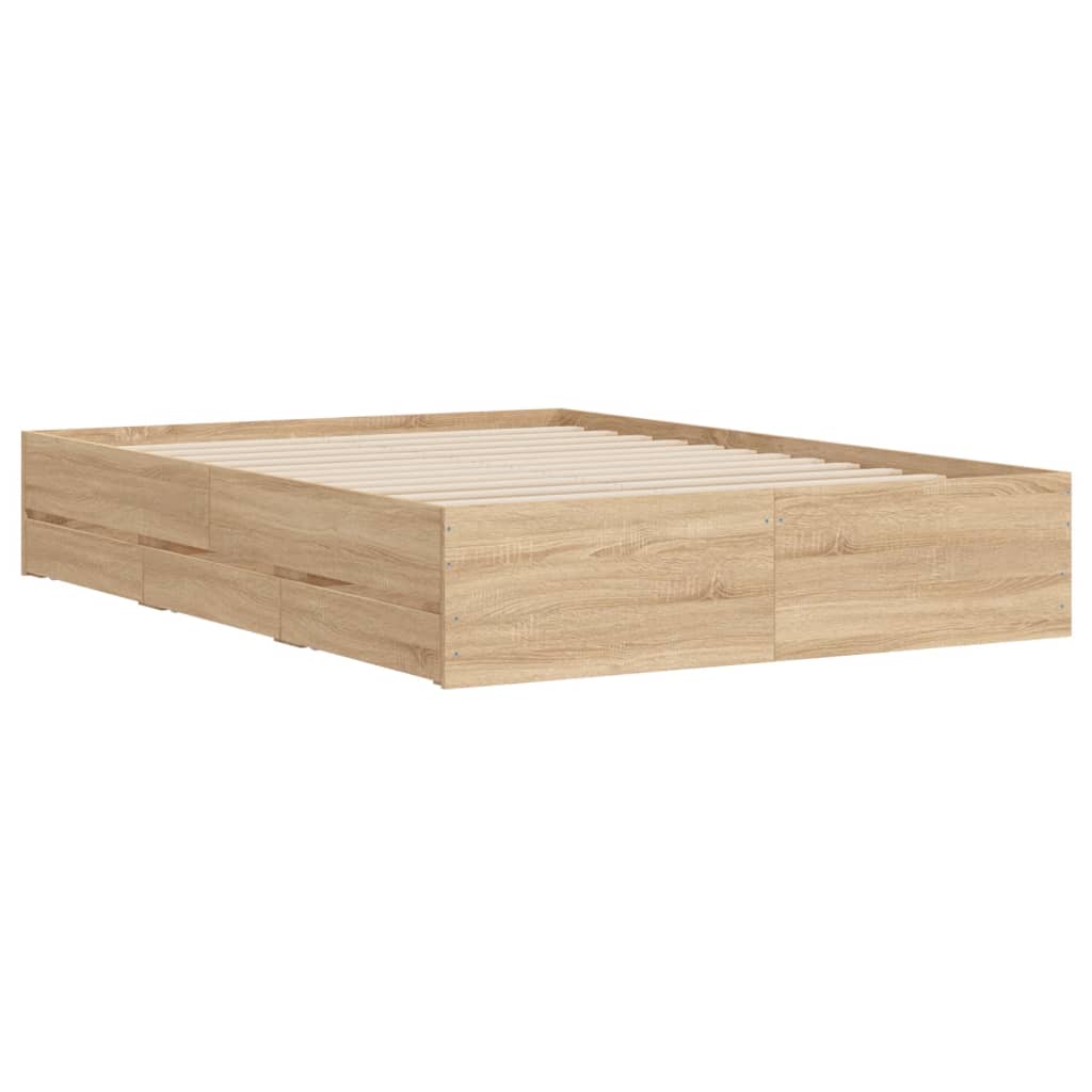 Okvir za krevet s ladicama boja hrasta 120x190 cm drveni
