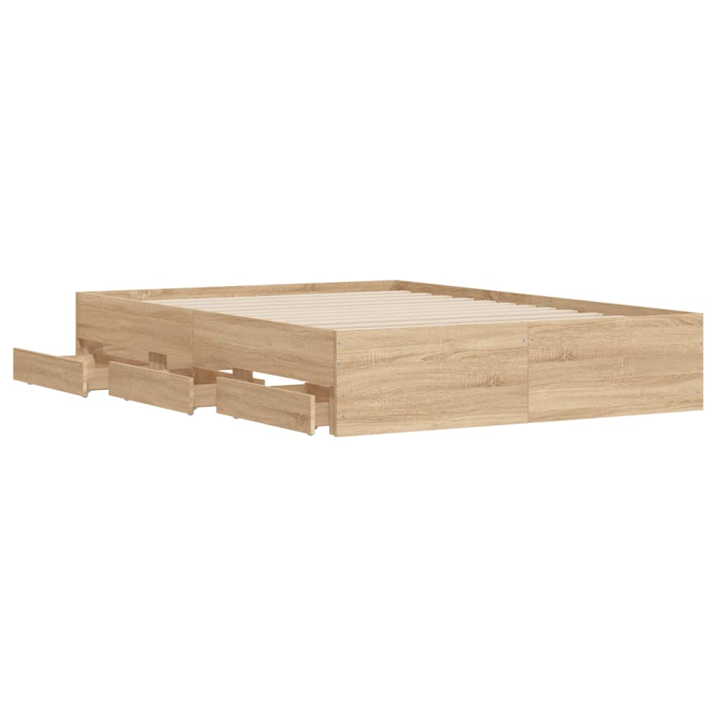 Okvir za krevet s ladicama boja hrasta 120x190 cm drveni
