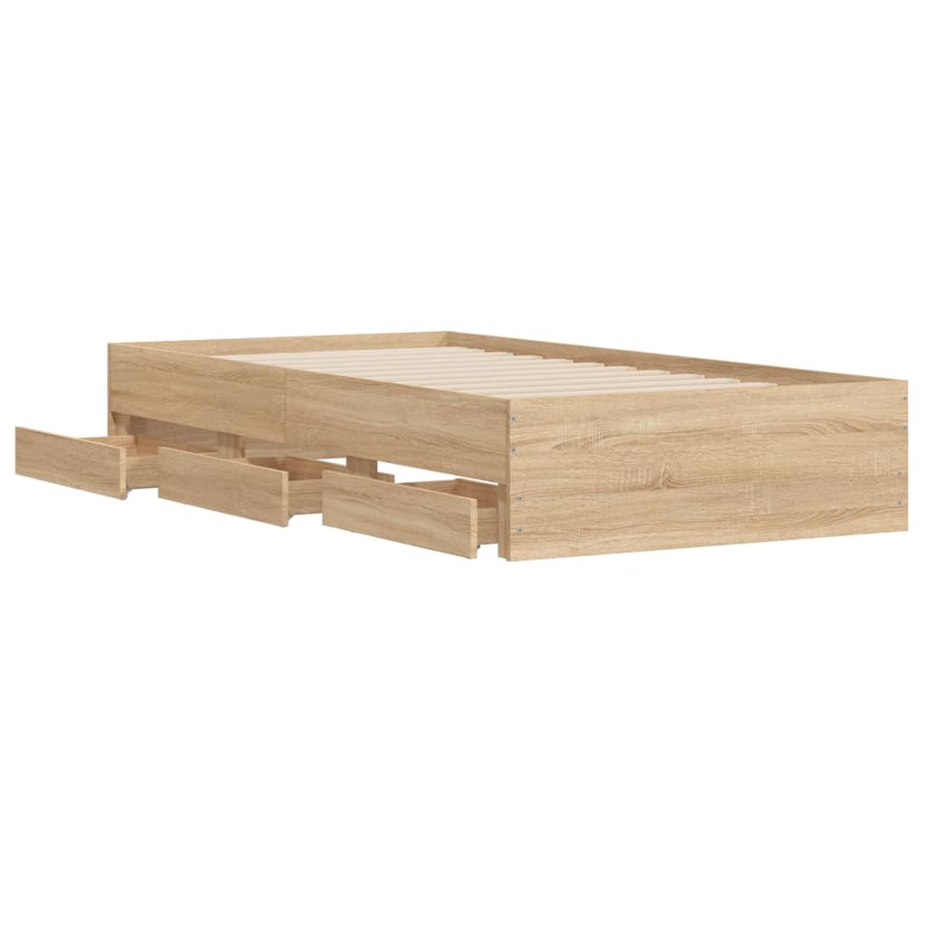 Okvir za krevet s ladicama boja hrasta 90x190 cm drveni