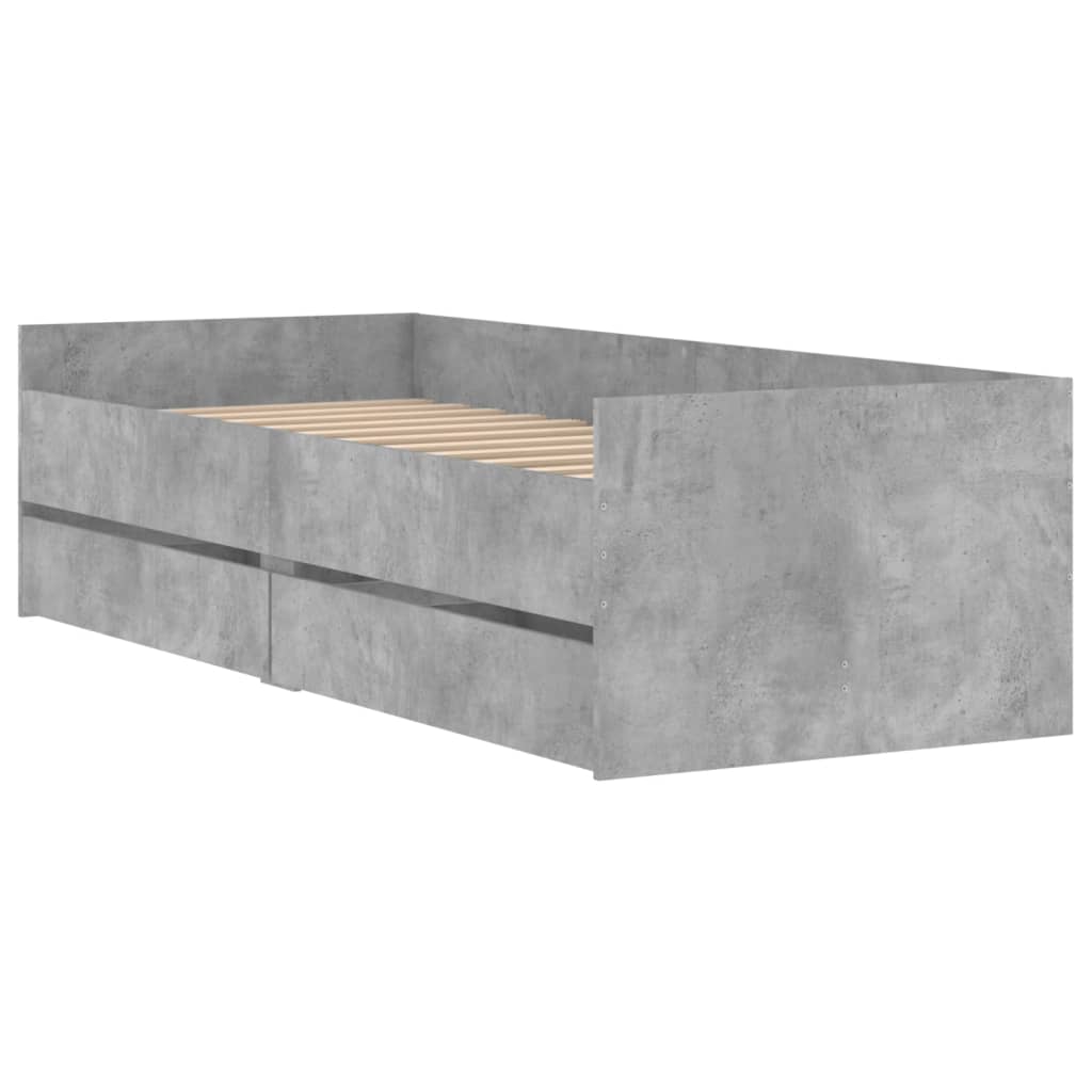 Okvir kreveta s ladicama siva boja betona 100 x 200 cm