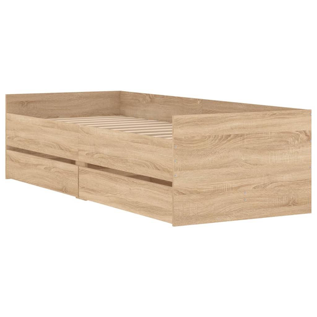 Okvir kreveta s ladicama boja hrasta 90x200 cm