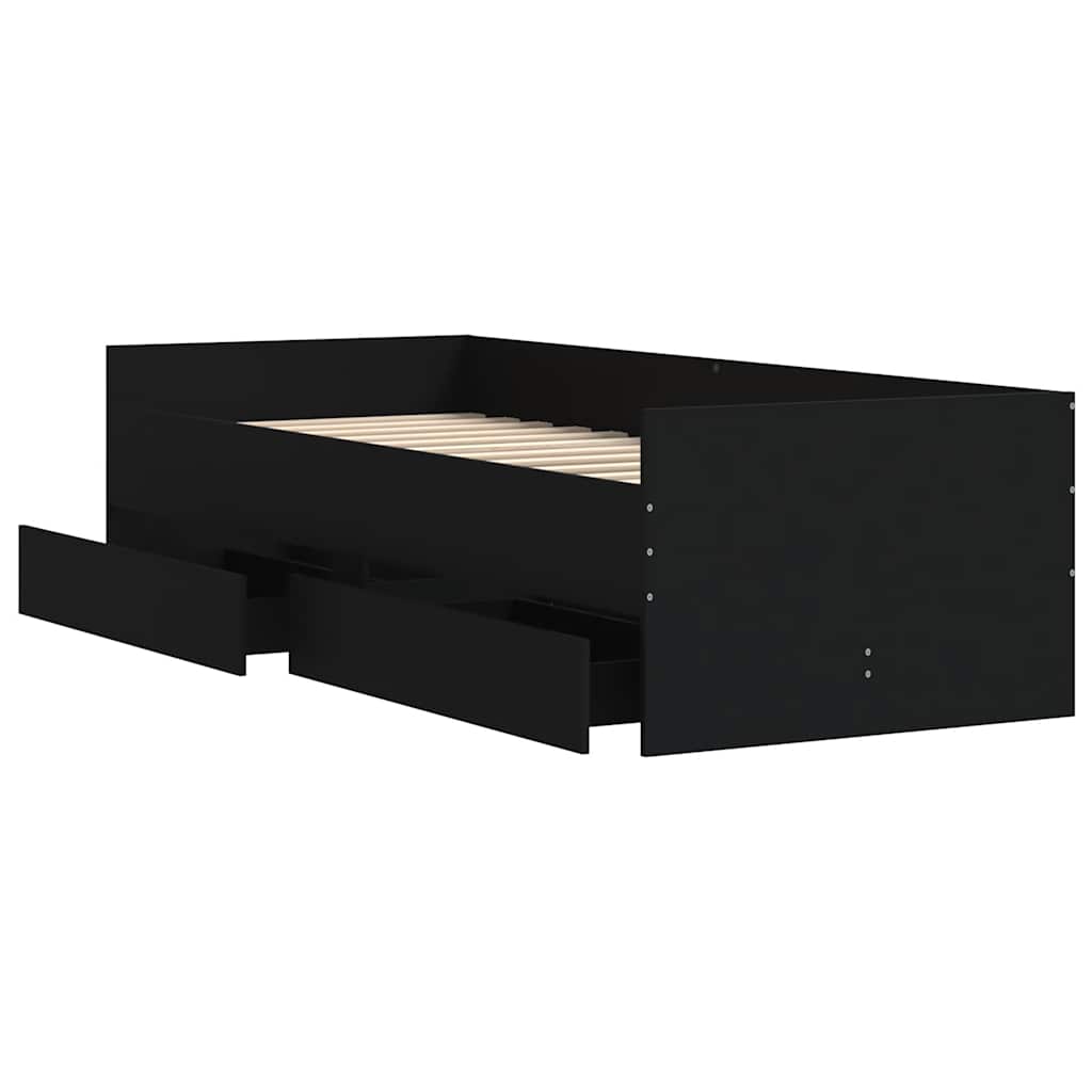 Okvir kreveta s ladicama crni 90 x 190 cm
