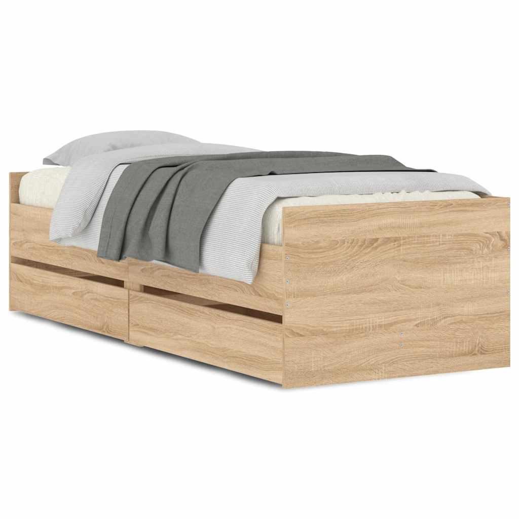 Okvir kreveta s ladicama boja hrasta 90x190 cm