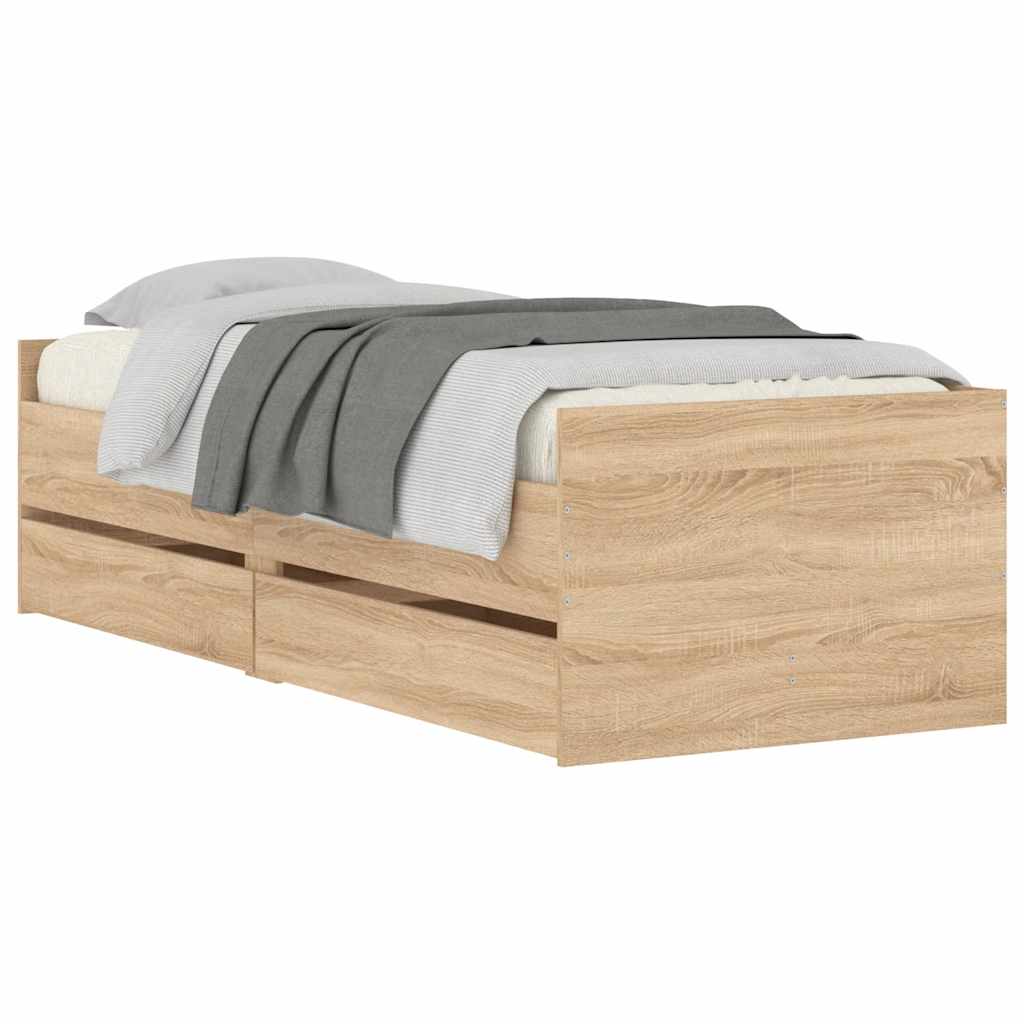 Okvir kreveta s ladicama boja hrasta 90x190 cm