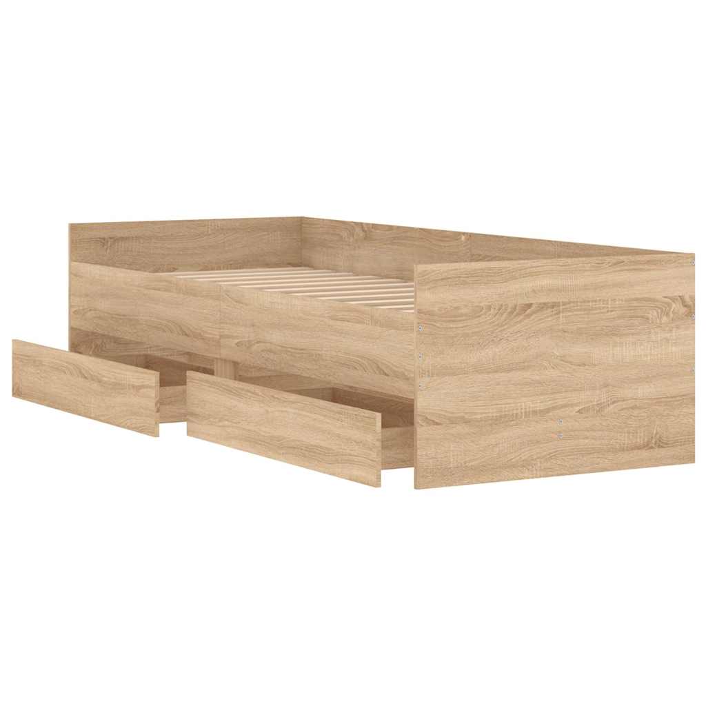 Okvir kreveta s ladicama boja hrasta 90x190 cm