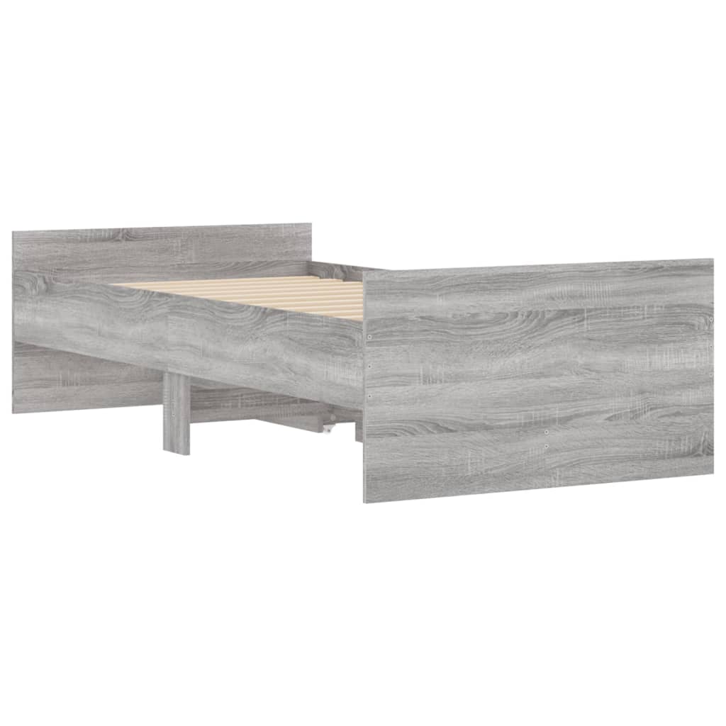 Okvir kreveta s ladicama siva boja hrasta 100 x 200 cm