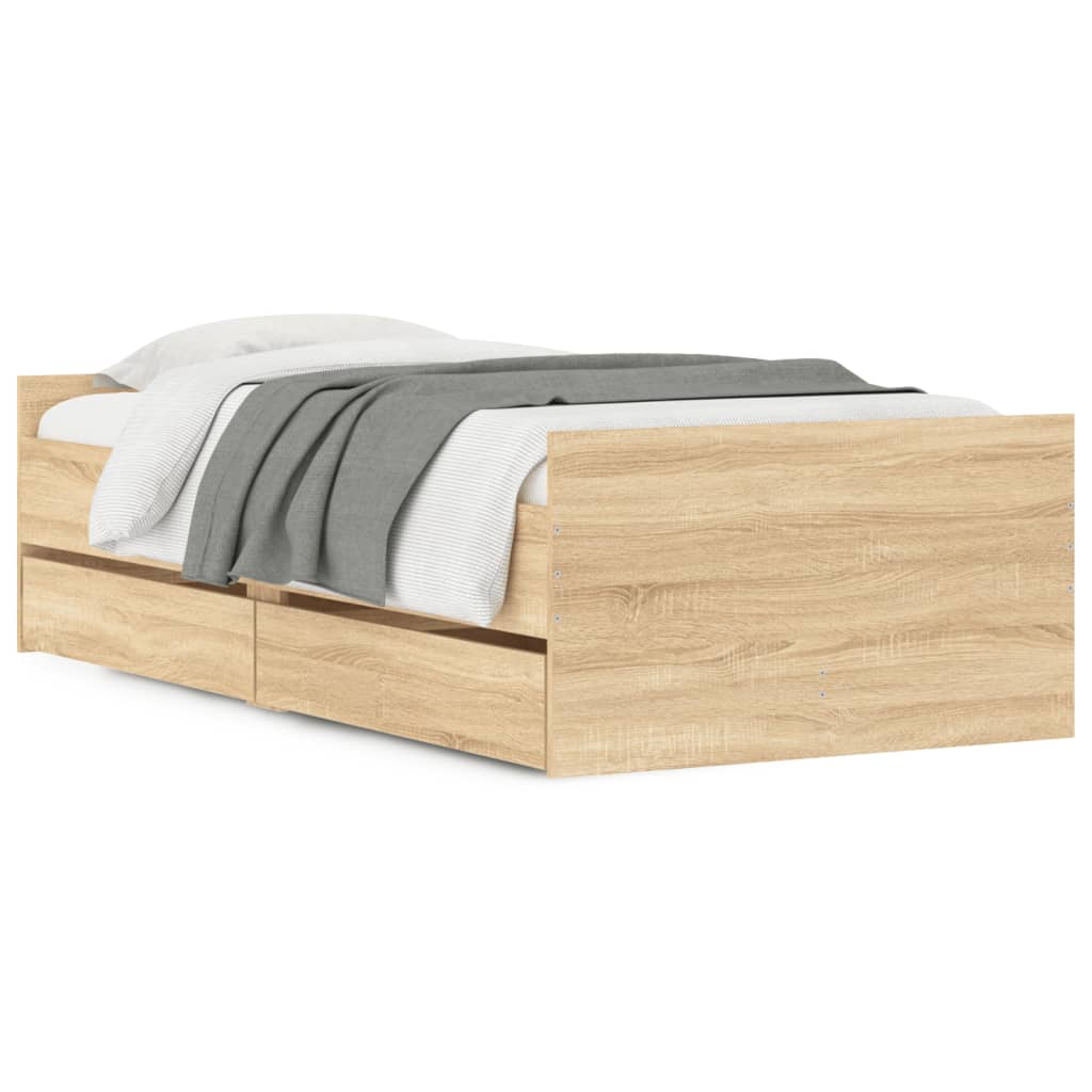 Okvir kreveta s ladicama boja hrasta 90x200 cm