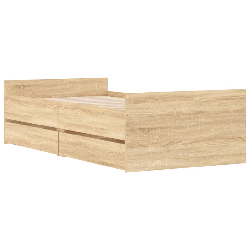 Okvir kreveta s ladicama boja hrasta 90x200 cm